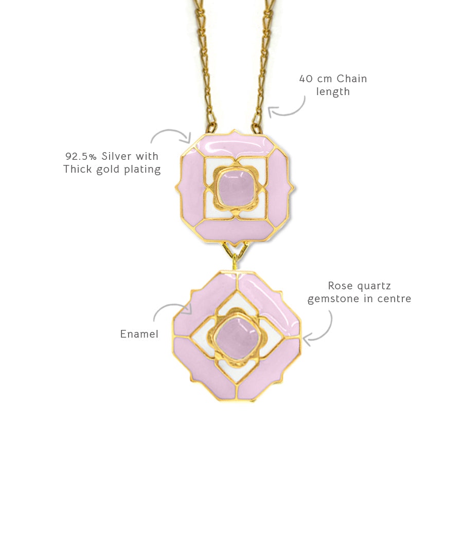 925 silver elegant chain necklace with gold plating, studded with gemstone by manner india.