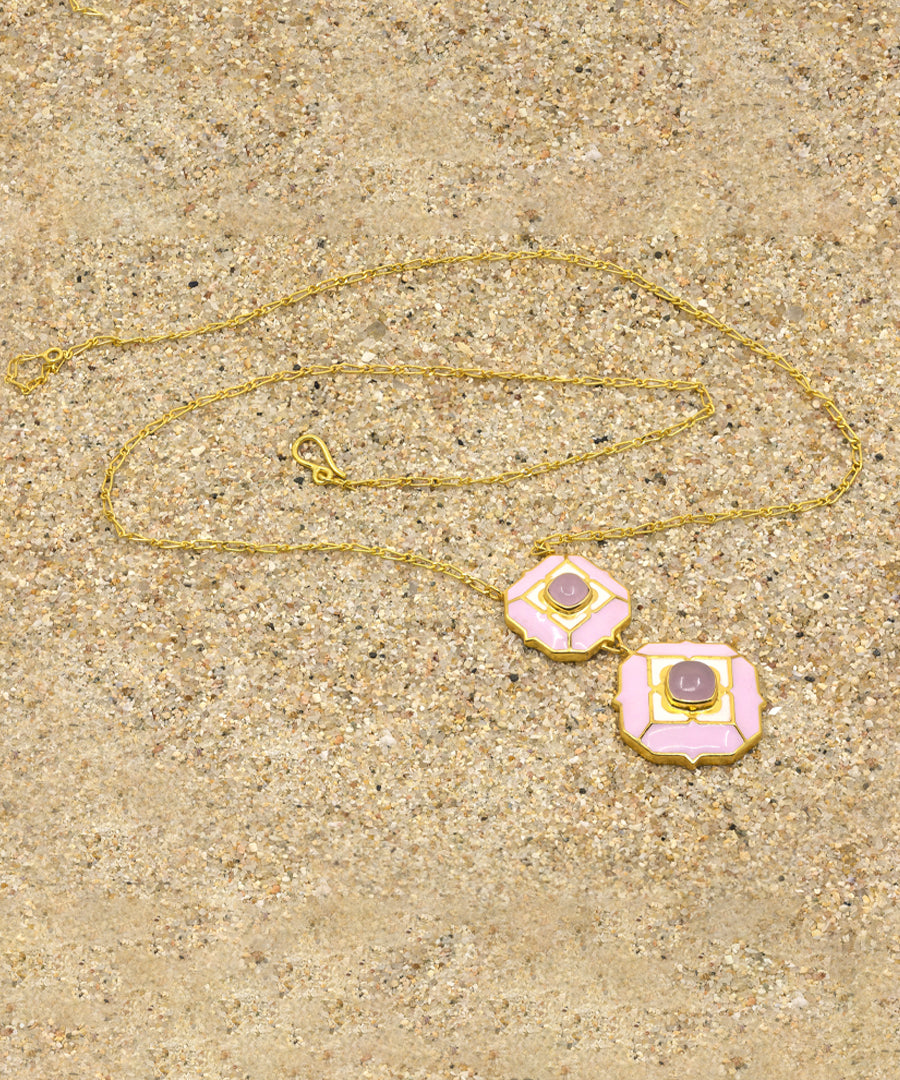 Pastel color enamel latest necklace for women.