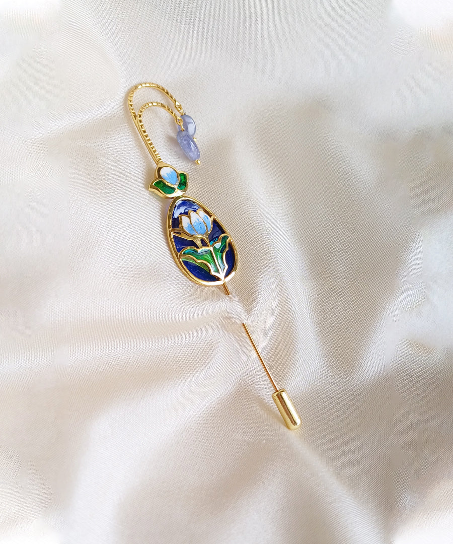 Lotus Lapel Pin & Lotus Earrings
