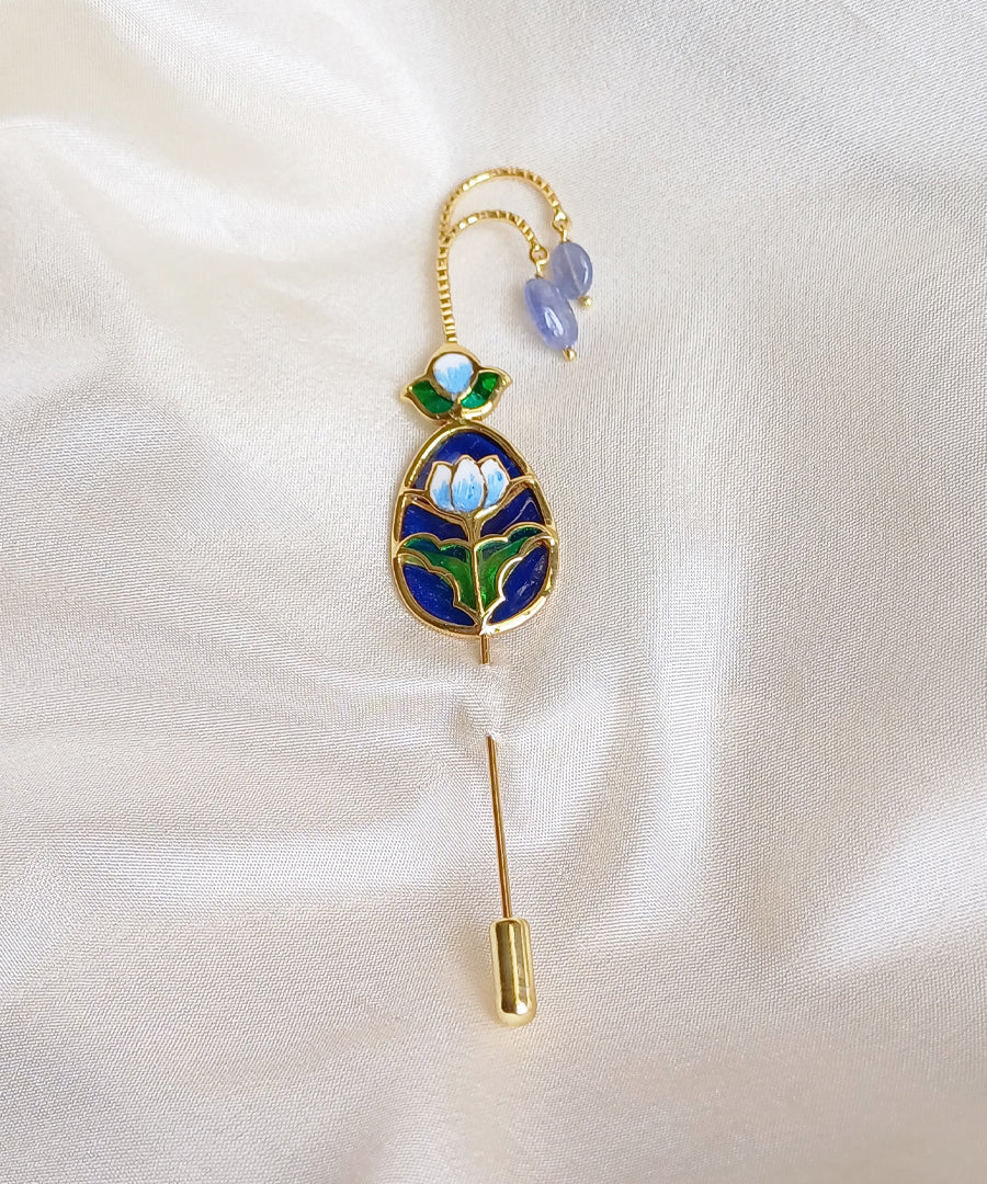 Lotus Lapel Pin & Lotus Earrings
