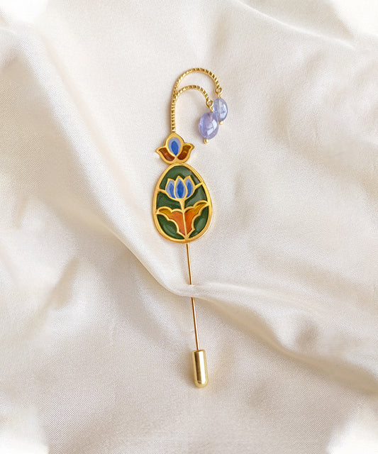 Green Aks Lotus Lapel Pin-Men's Brooch Pin