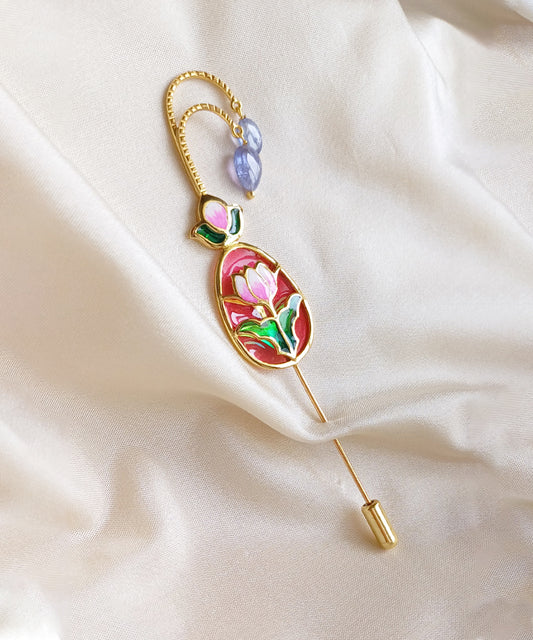 Pink Aks Lotus Lapel Pin-Men's Brooch Pin