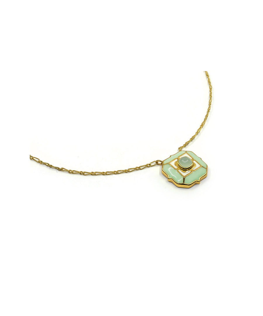 Green calcedony gemstone designer necklace.
