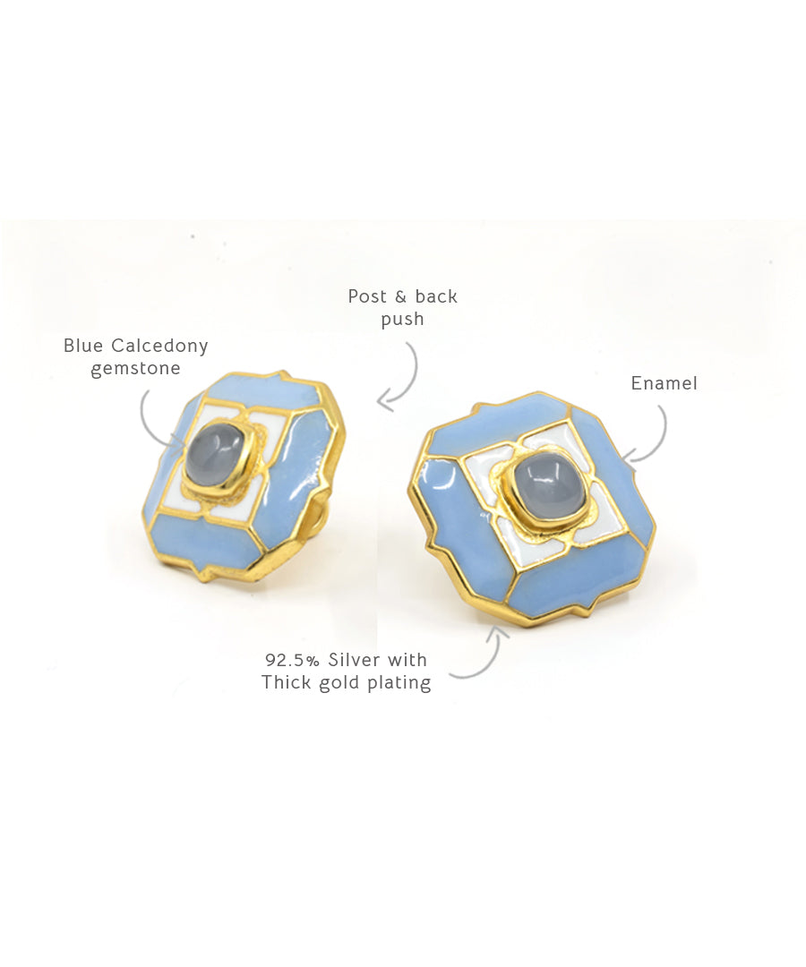 Ripple Blue Tranquil Octa Stud Earrings