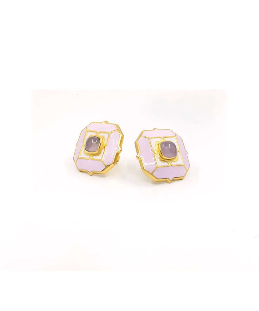 Cloudy Pink Tranquil Octa Stud Earrings