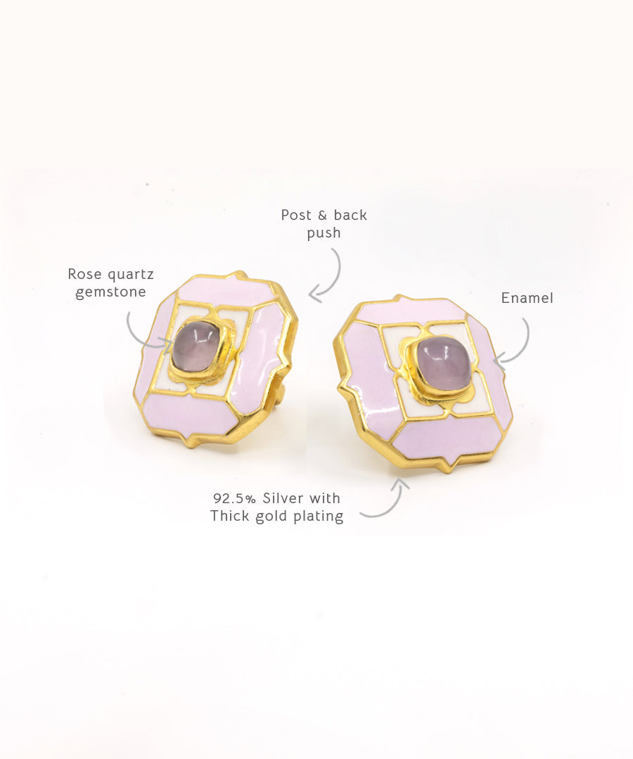 Cloudy Pink Tranquil Octa Stud Earrings