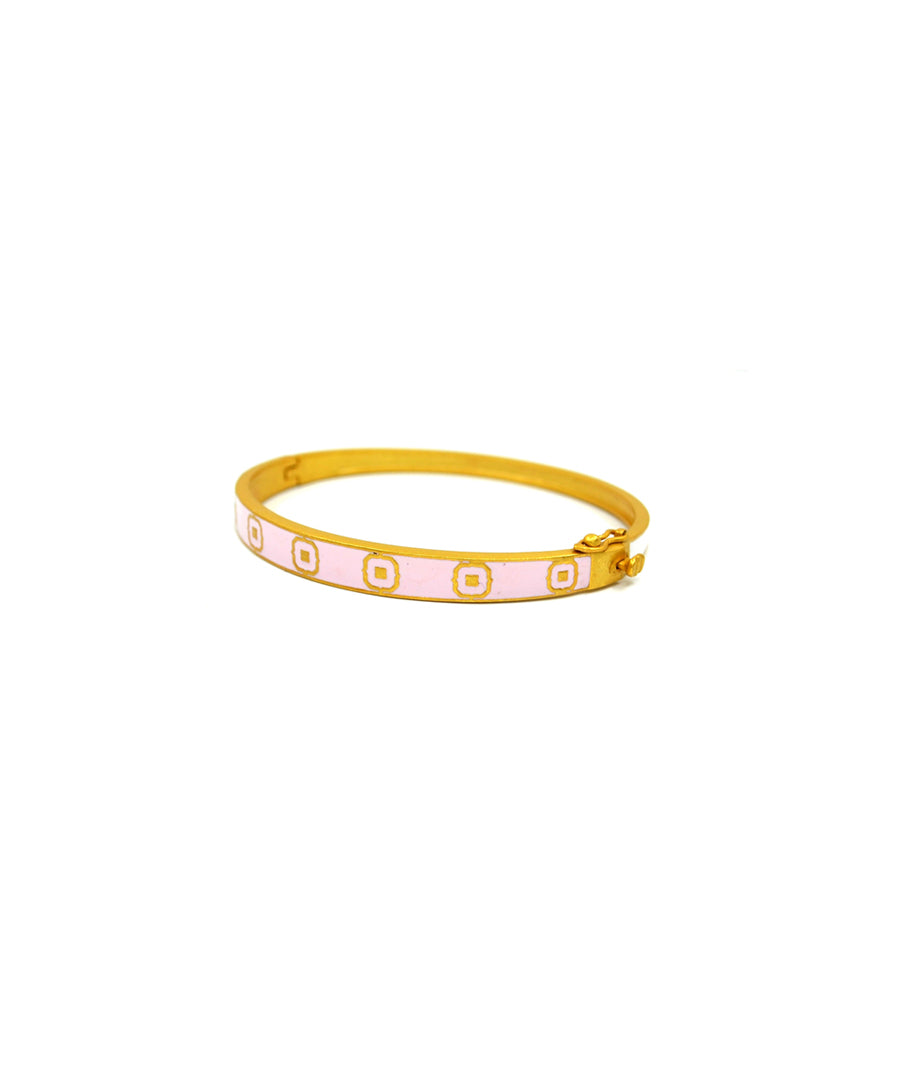 Cloudy pink 925 silver gold plated cuff bracelet.