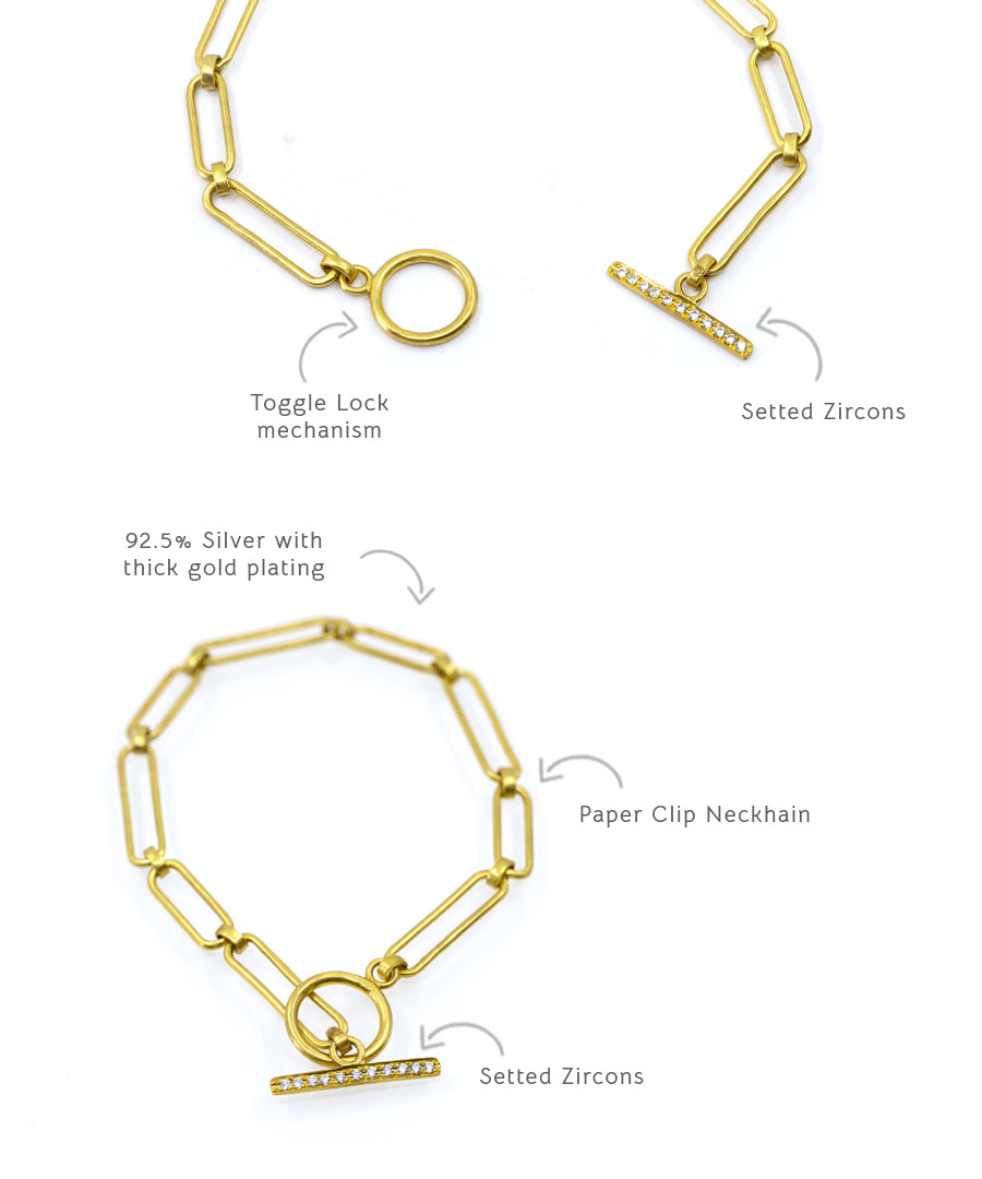 Golden latest long necklace. comes with toggle lock mechanism.