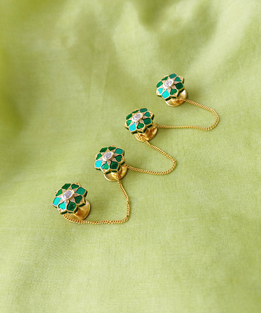 Golden kurta buttons.