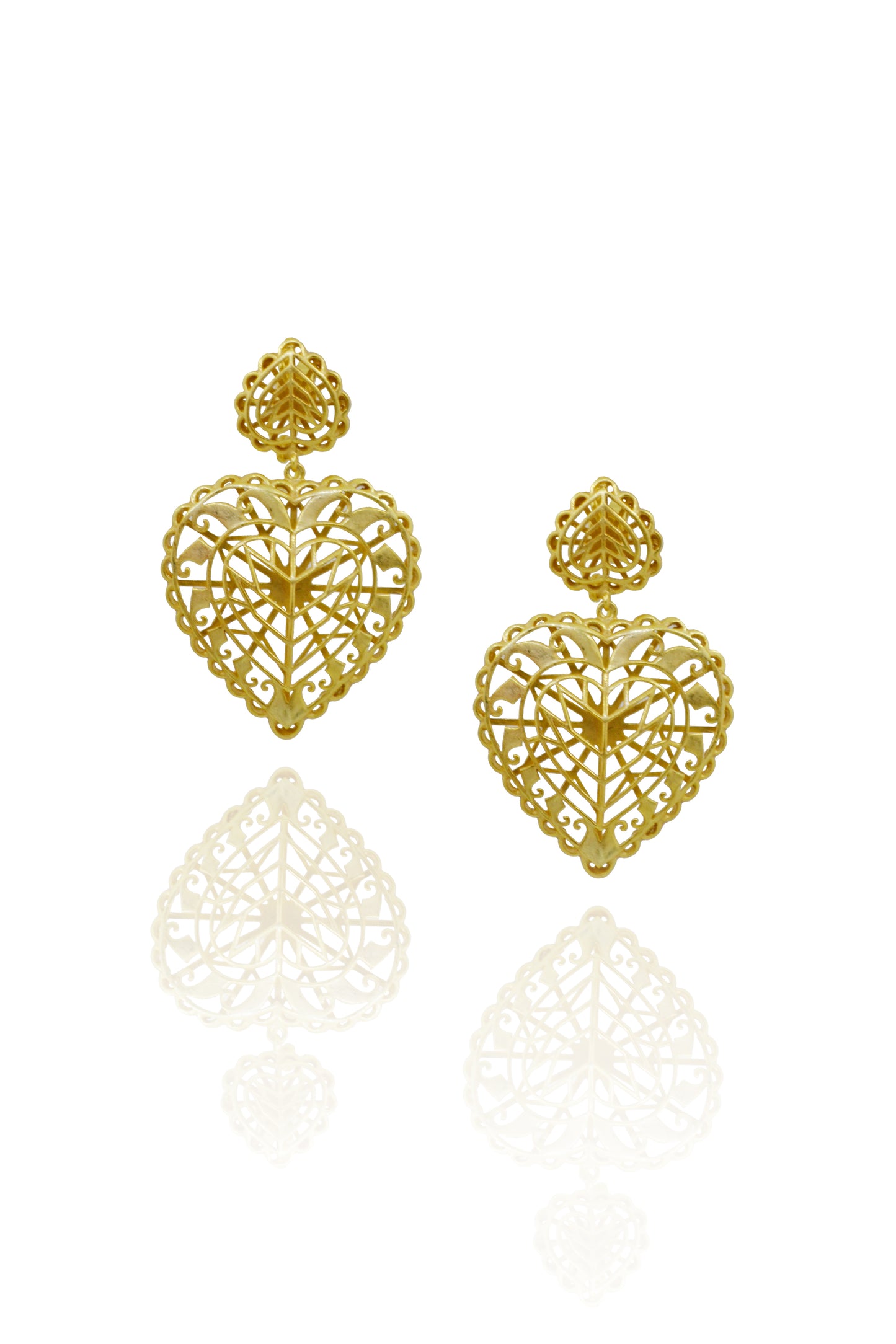Rakaan Big Heart Drop Earrings – Gold Plated - Sterling Silver