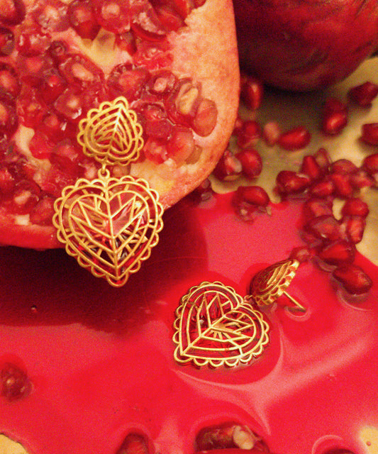 Rakaan Dainty Heart Drop Earrings – Small - Gold Plated - Sterling Silver