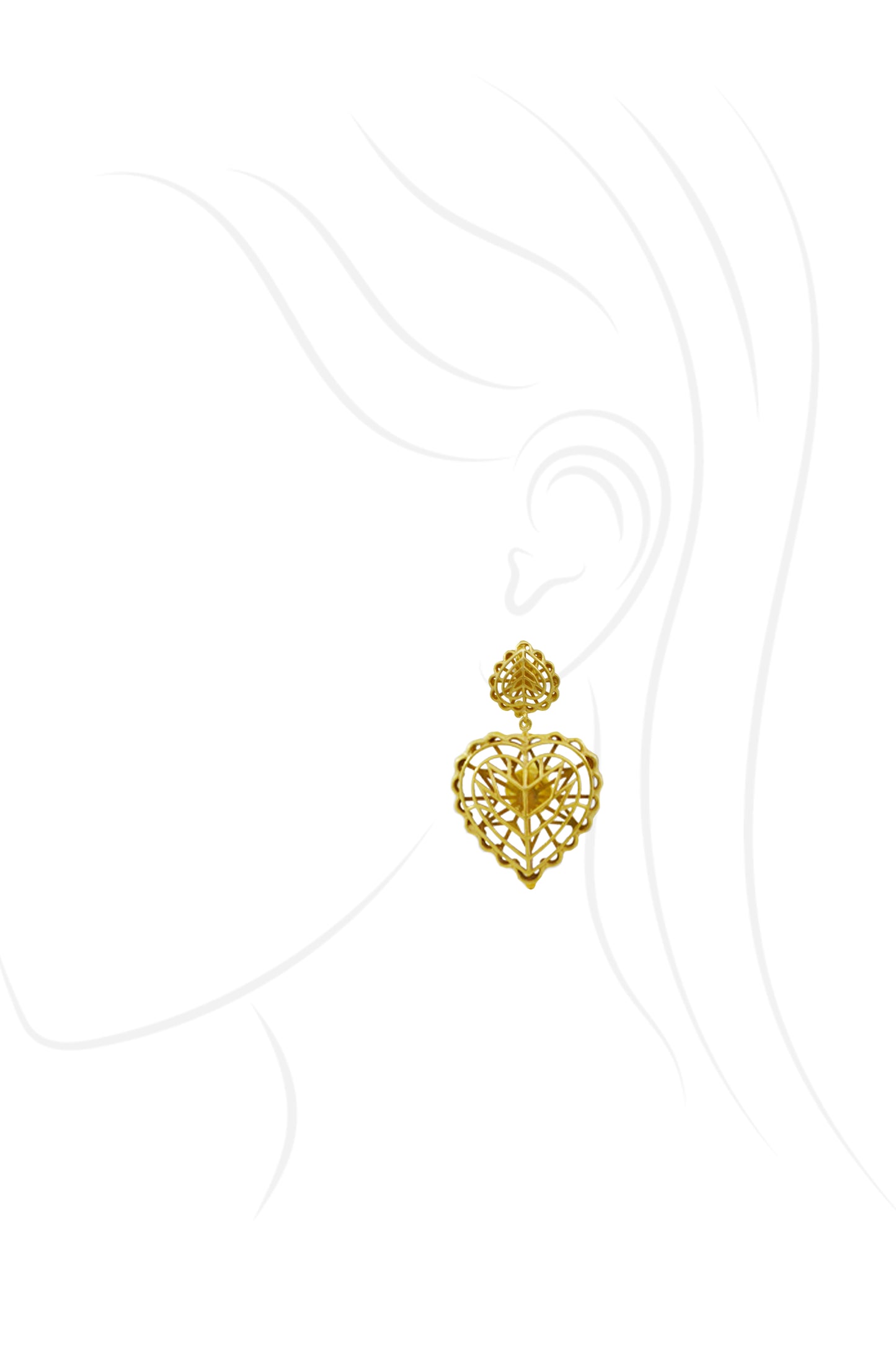 Rakaan Dainty Heart Drop Earrings – Small - Gold Plated - Sterling Silver