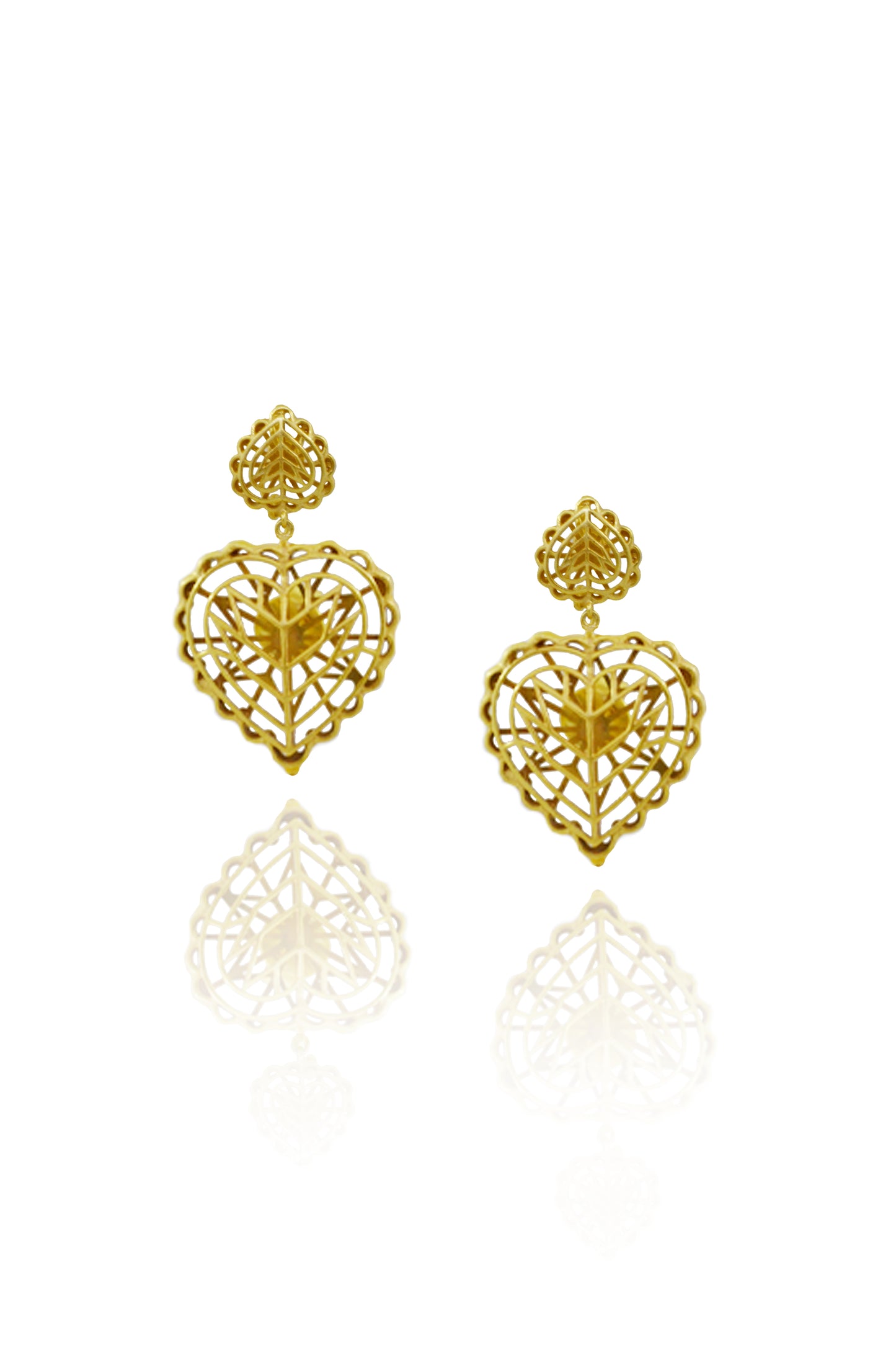 Rakaan Dainty Heart Drop Earrings – Small - Gold Plated - Sterling Silver