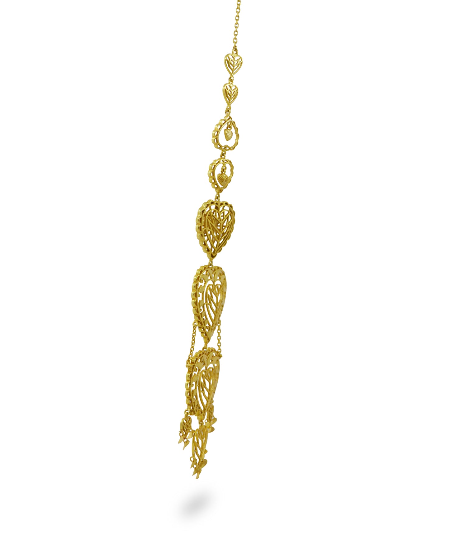 Rakaan Oversized Heart Earrings – Boho Statement Jewelry - Light Weight with Ear Chain - Gold Fini