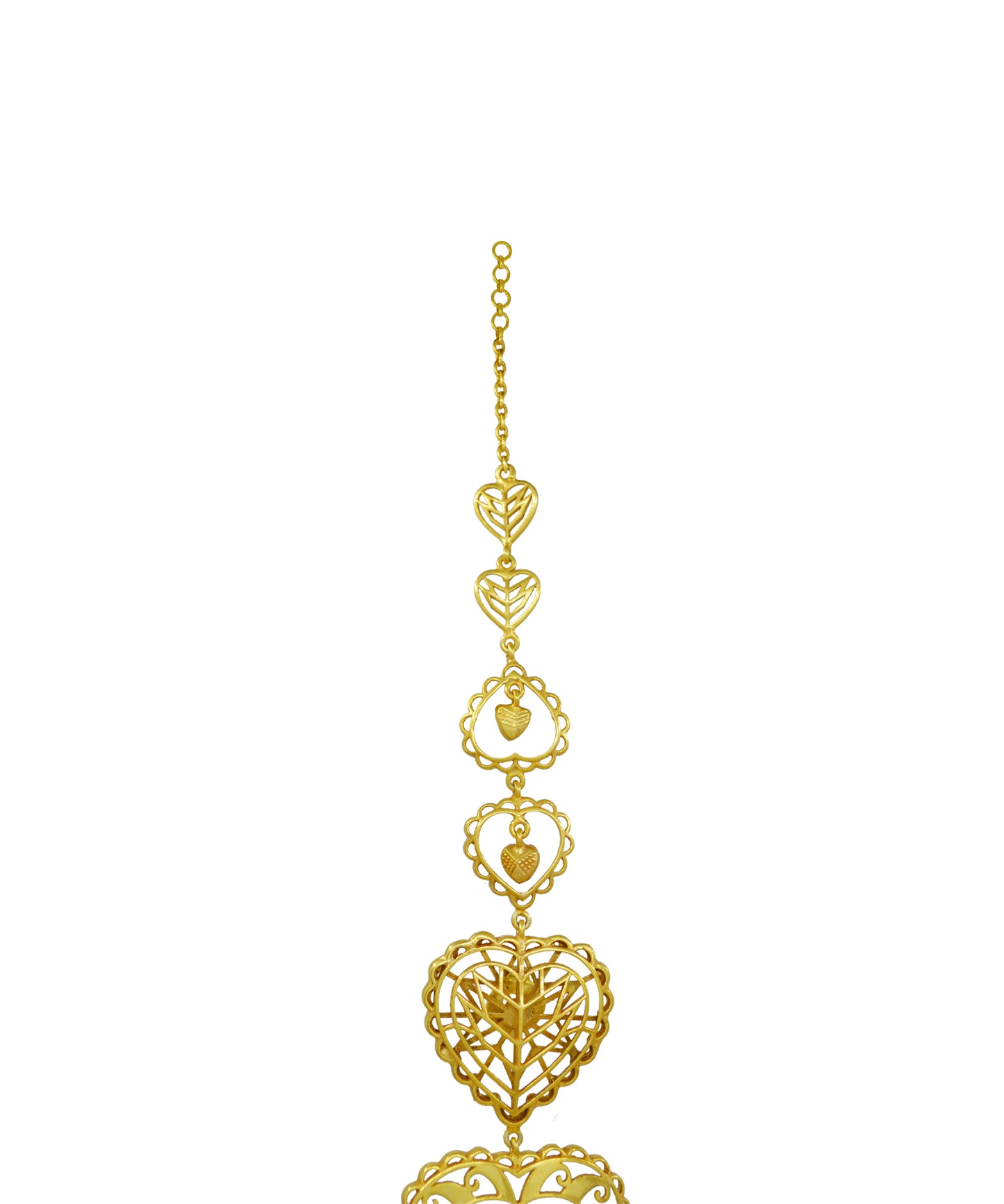 Rakaan Oversized Heart Earrings – Boho Statement Jewelry - Light Weight with Ear Chain - Gold Fini