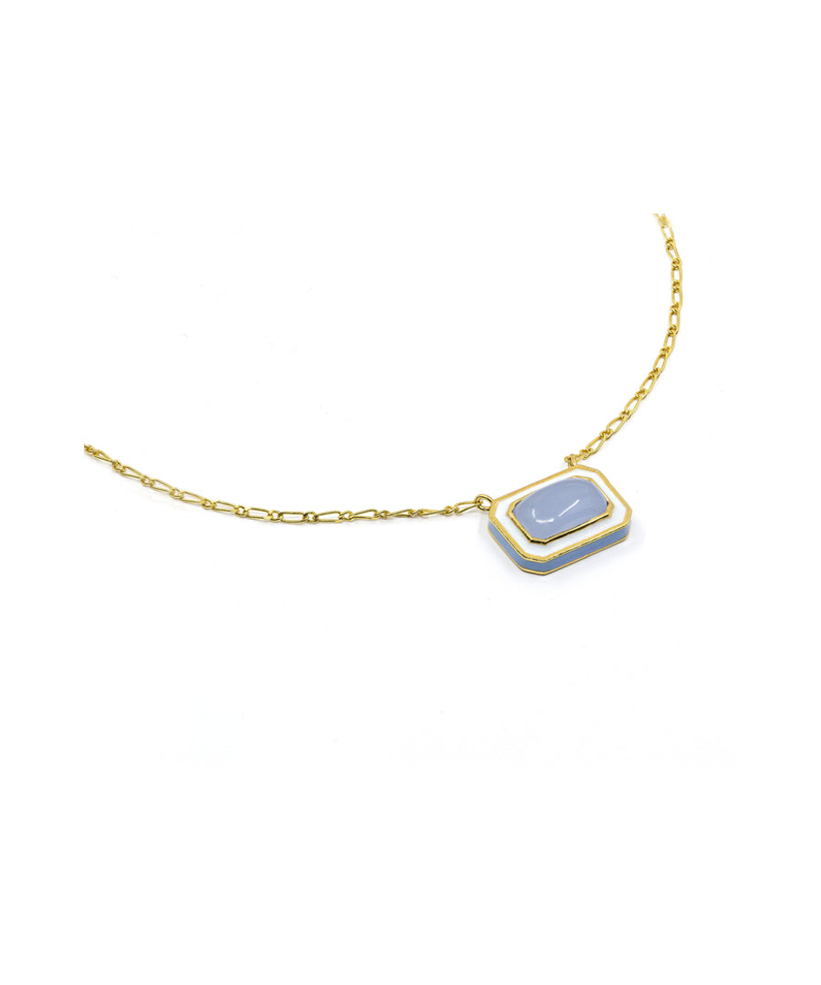 Blue calcedony gemstone necklace by manner india.