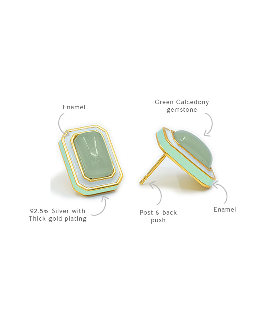 Foggy Green Tranquil Vitamin Sea Stud Earrings