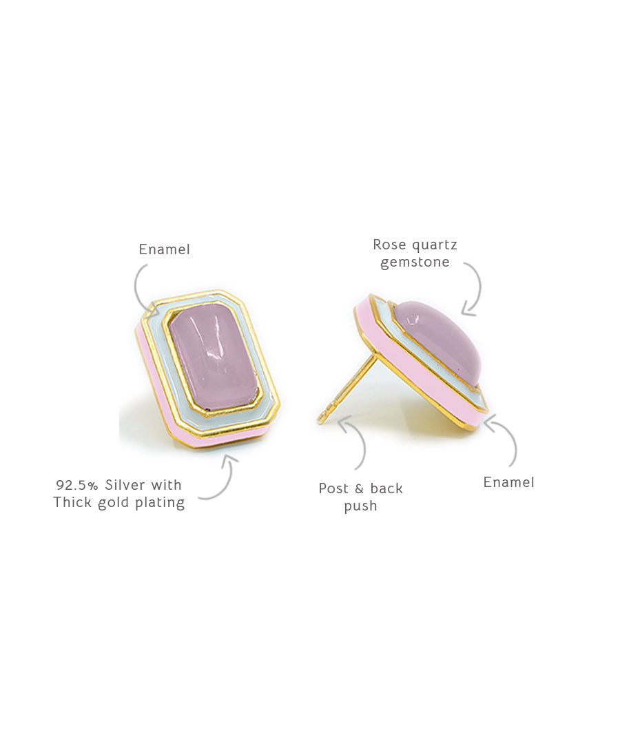 Cloudy Pink Tranquil Vitamin Sea Stud Earrings
