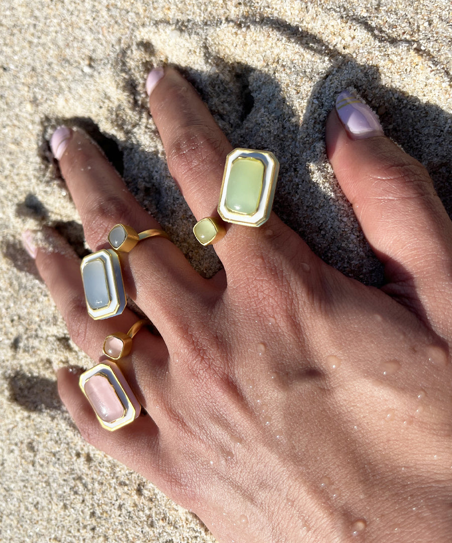 Foggy Green Tranquil Float Adjustable Ring