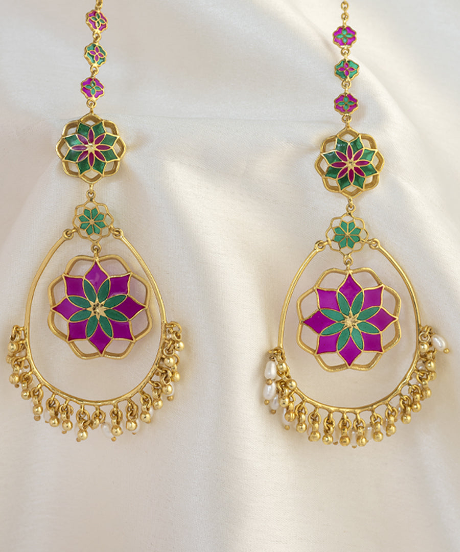 Rani Pink Gul Roja Chandbali Earrings