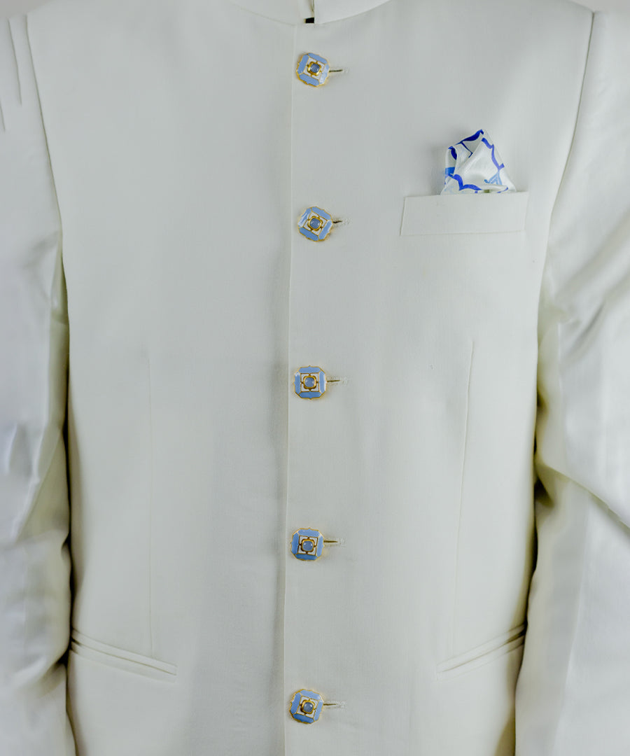 Ripple Blue Tranquil Sherwani Buttons