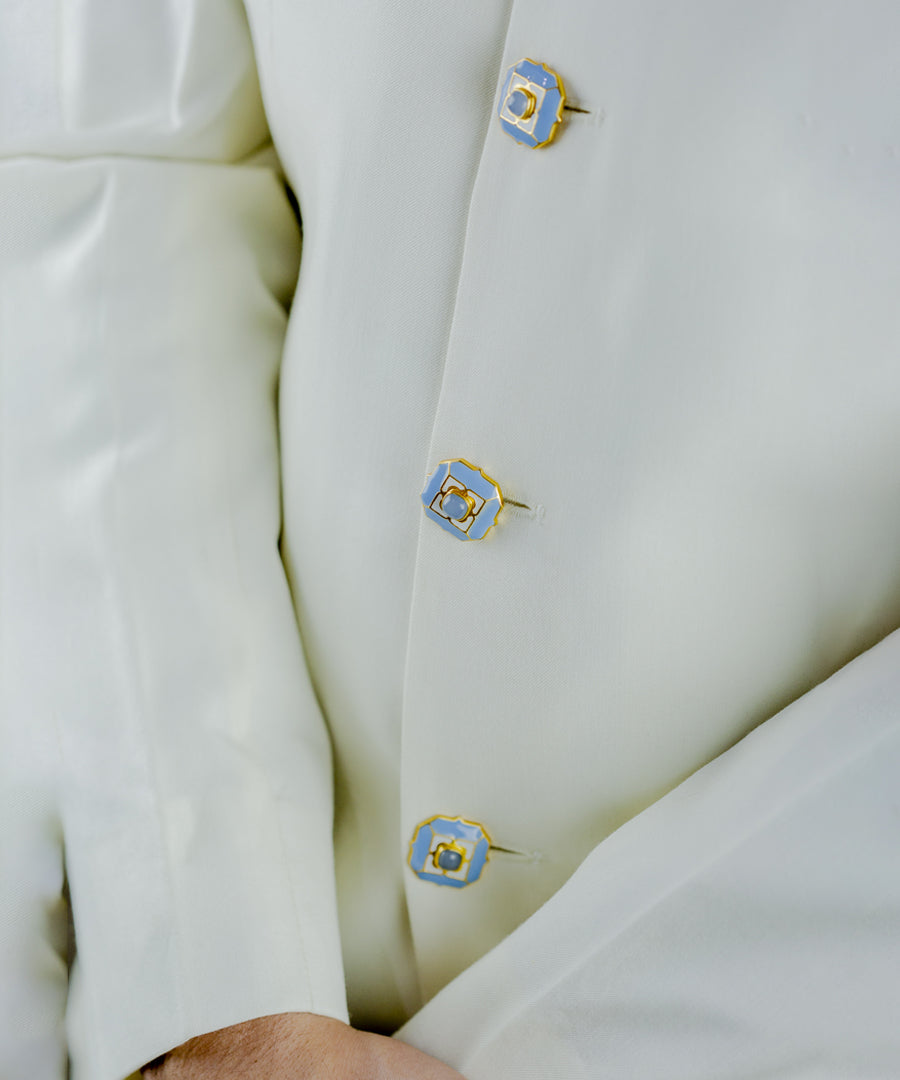 Ripple Blue Tranquil Sherwani Buttons