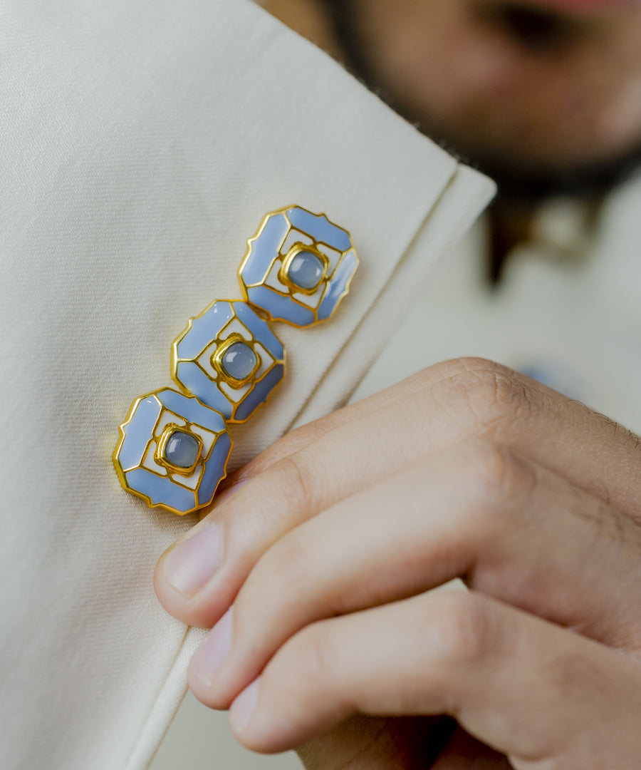 Ripple Blue Tranquil Sherwani Buttons
