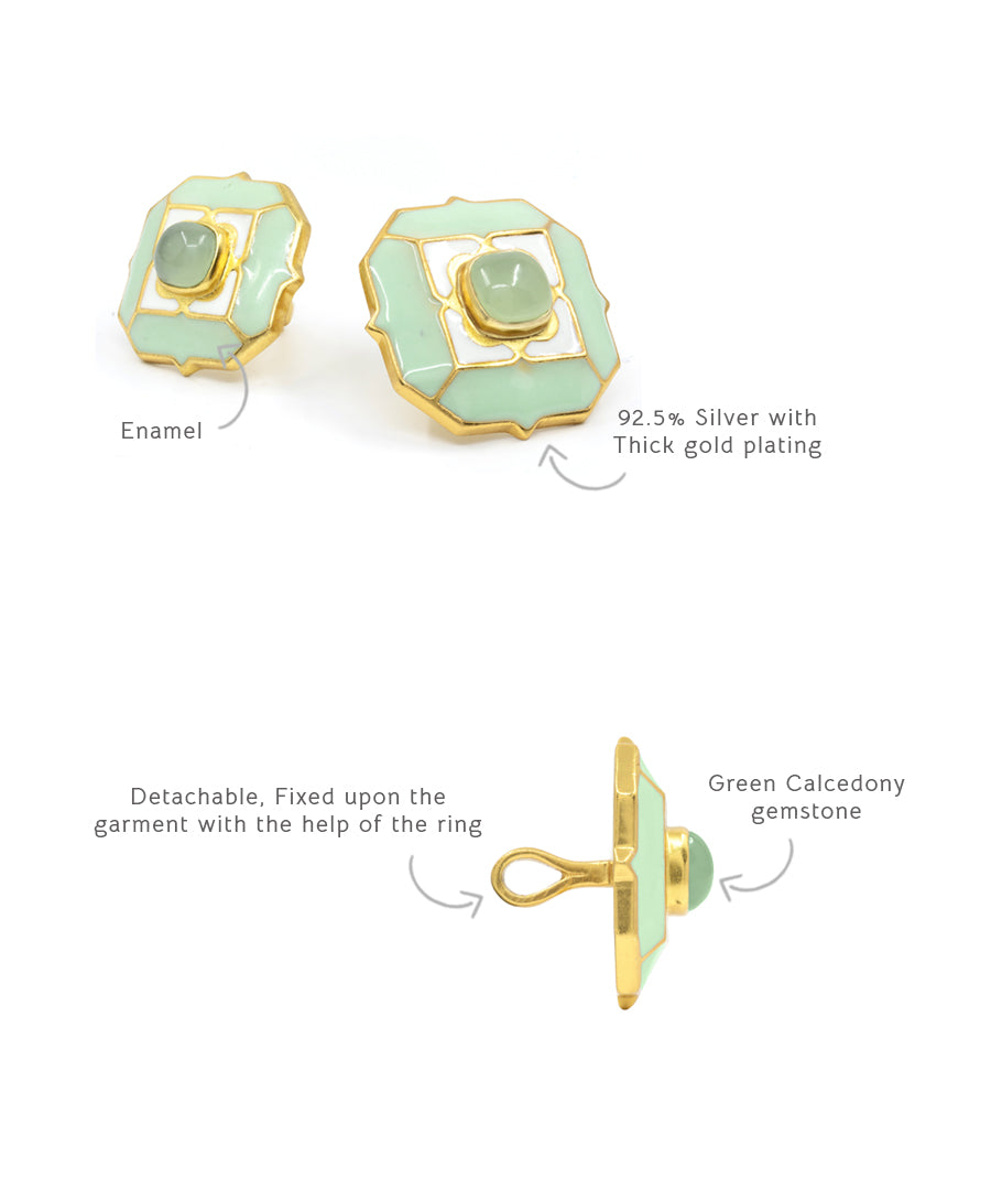 Foggy Green Tranquil Sherwani Buttons
