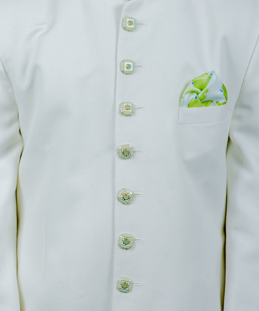 Foggy Green Tranquil Sherwani Buttons