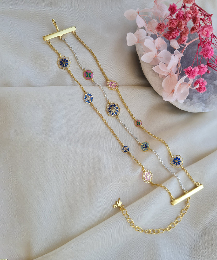 layered chain bracelet in sterling silver with thick gold plating.