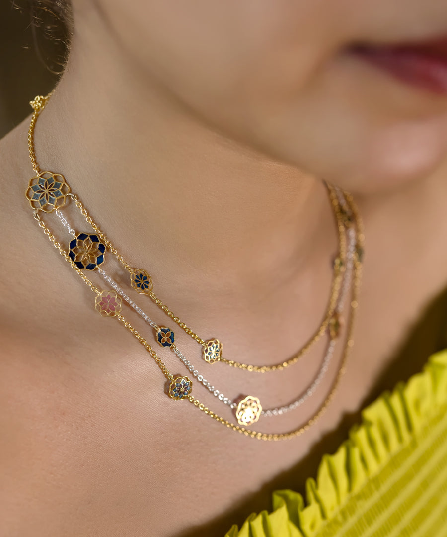 Elegant chain necklace perfect for every occasion. handmade designer necklace 925 silver with gold plating.