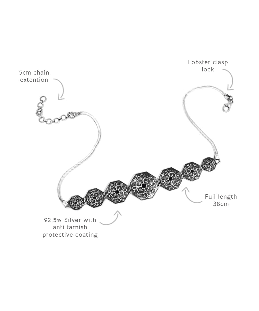 Handmade silver choker necklace.