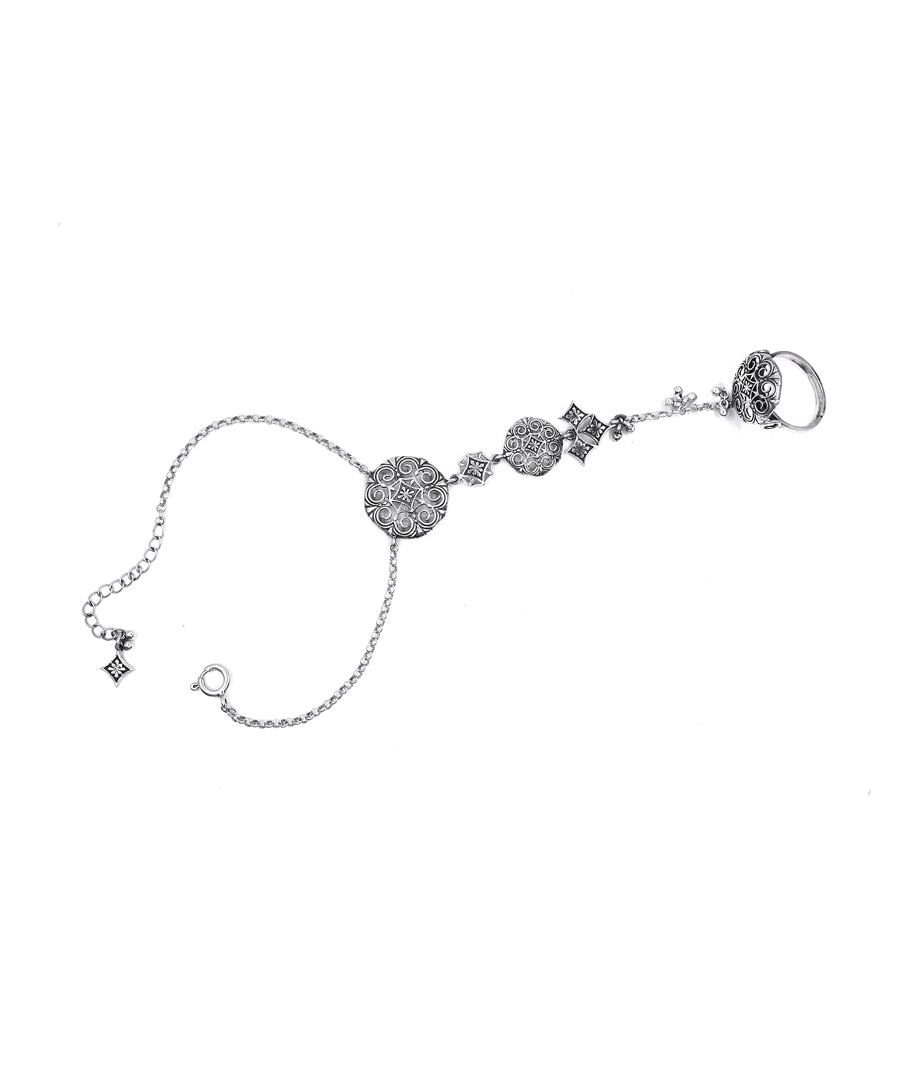 Designer layered bracelet crafted in 925 silver with anti-tarnish coating.