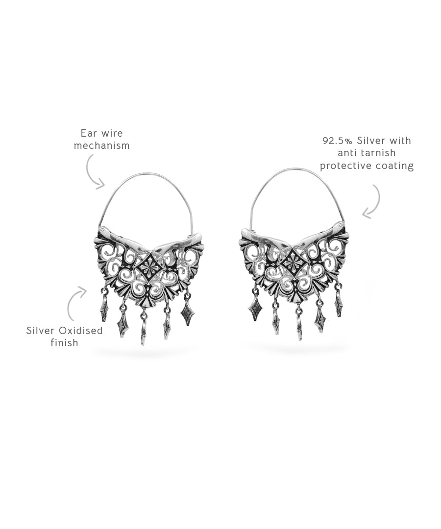 Silver Thar Bali Hoop Earrings