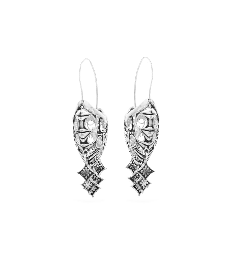 Silver Thar Bali Hoop Earrings