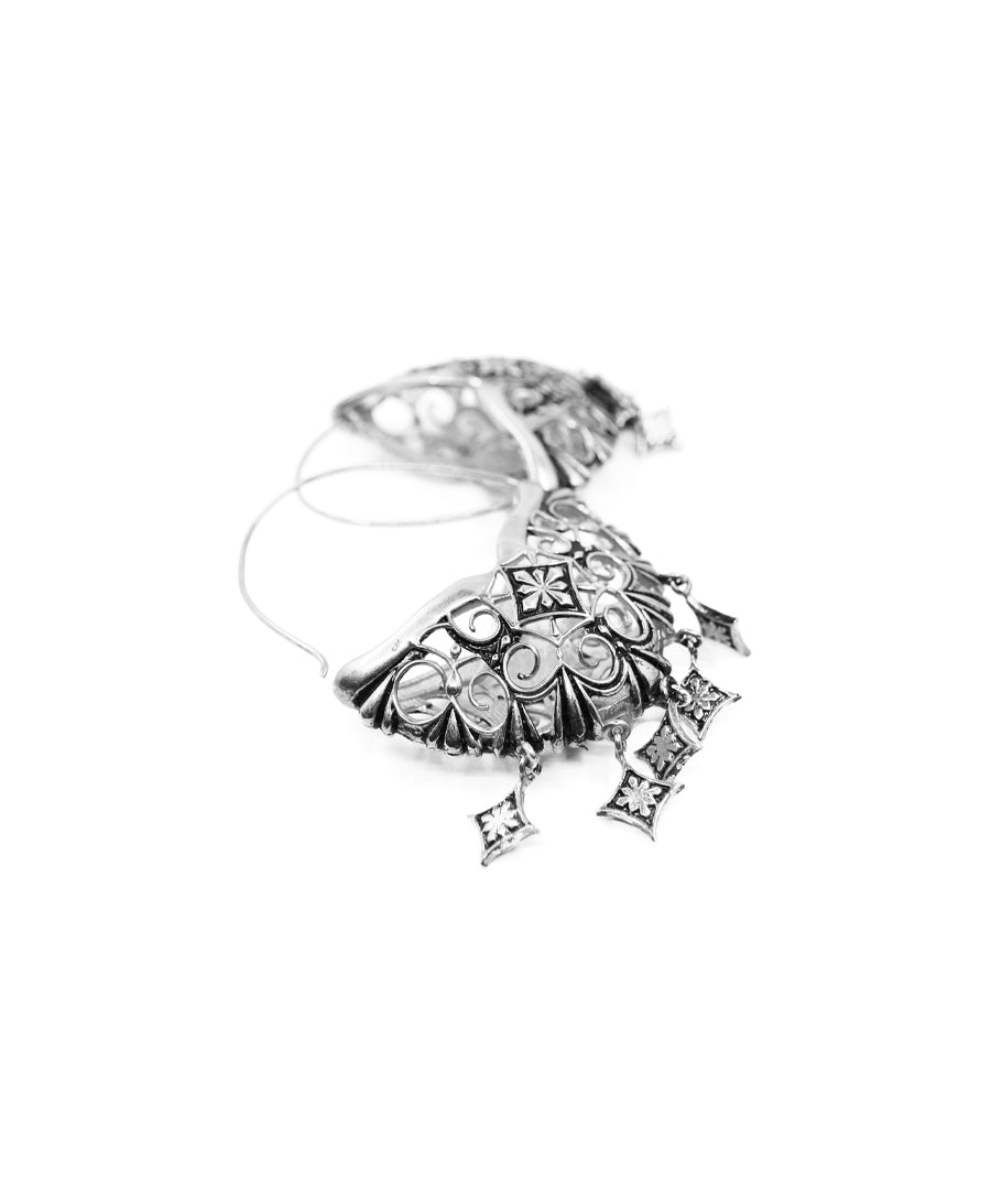 Silver Thar Bali Hoop Earrings