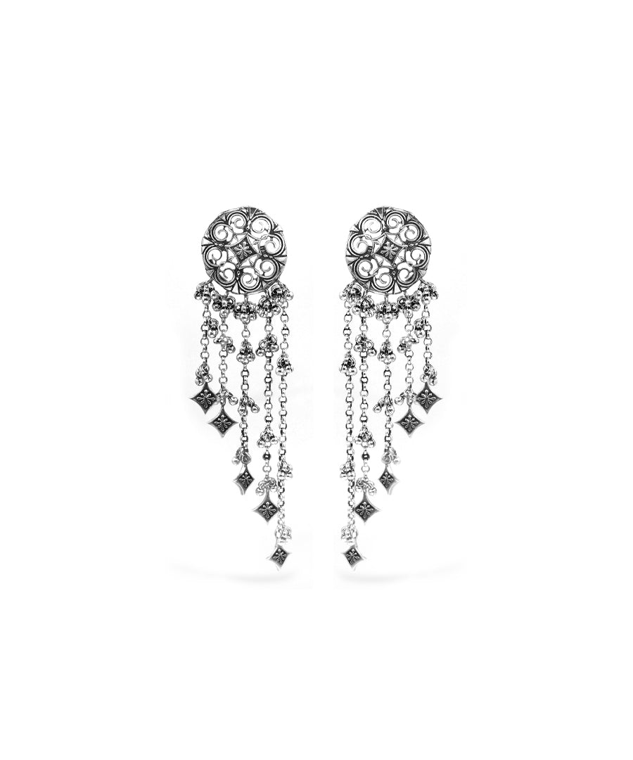 Silver Thar Dhora Bhujali Earrings