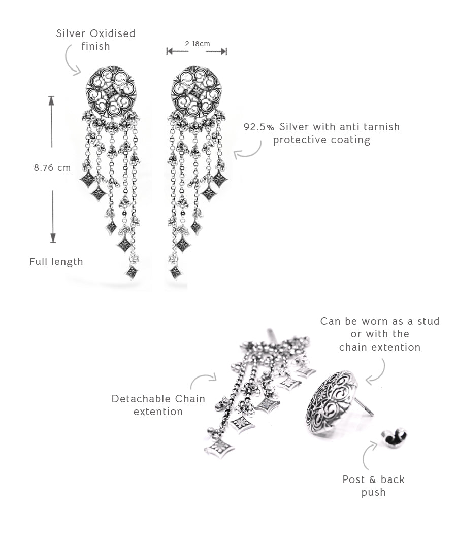 Silver Thar Dhora Bhujali Earrings