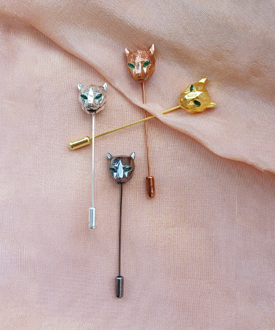 Silver Untamed Panther Lapel Pin