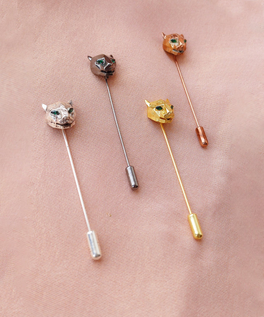 Black Untamed Panther Lapel Pin