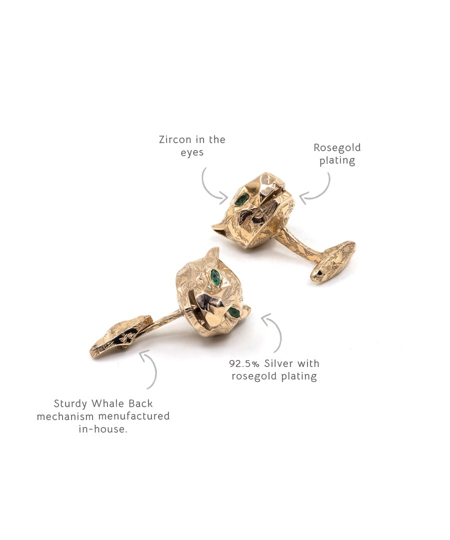 Rosegold Untamed Panther Cufflinks