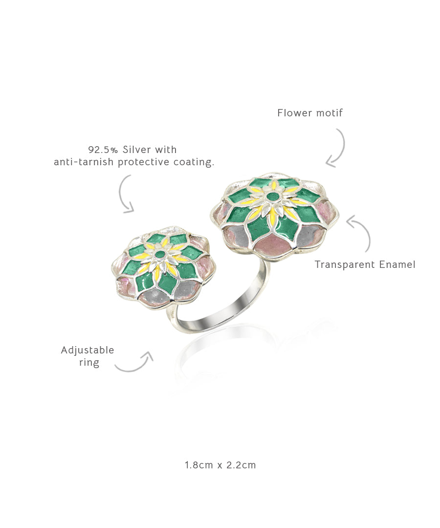 Silver Green Gul Askim Ring