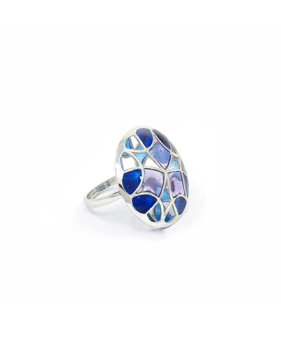 Aqua Blue Kaleidoscope Ring