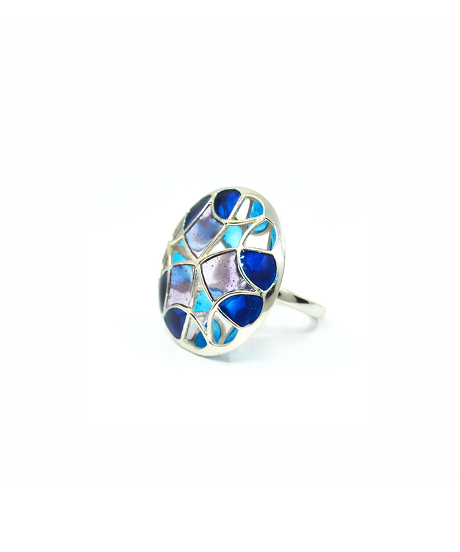 Aqua Blue Kaleidoscope Ring