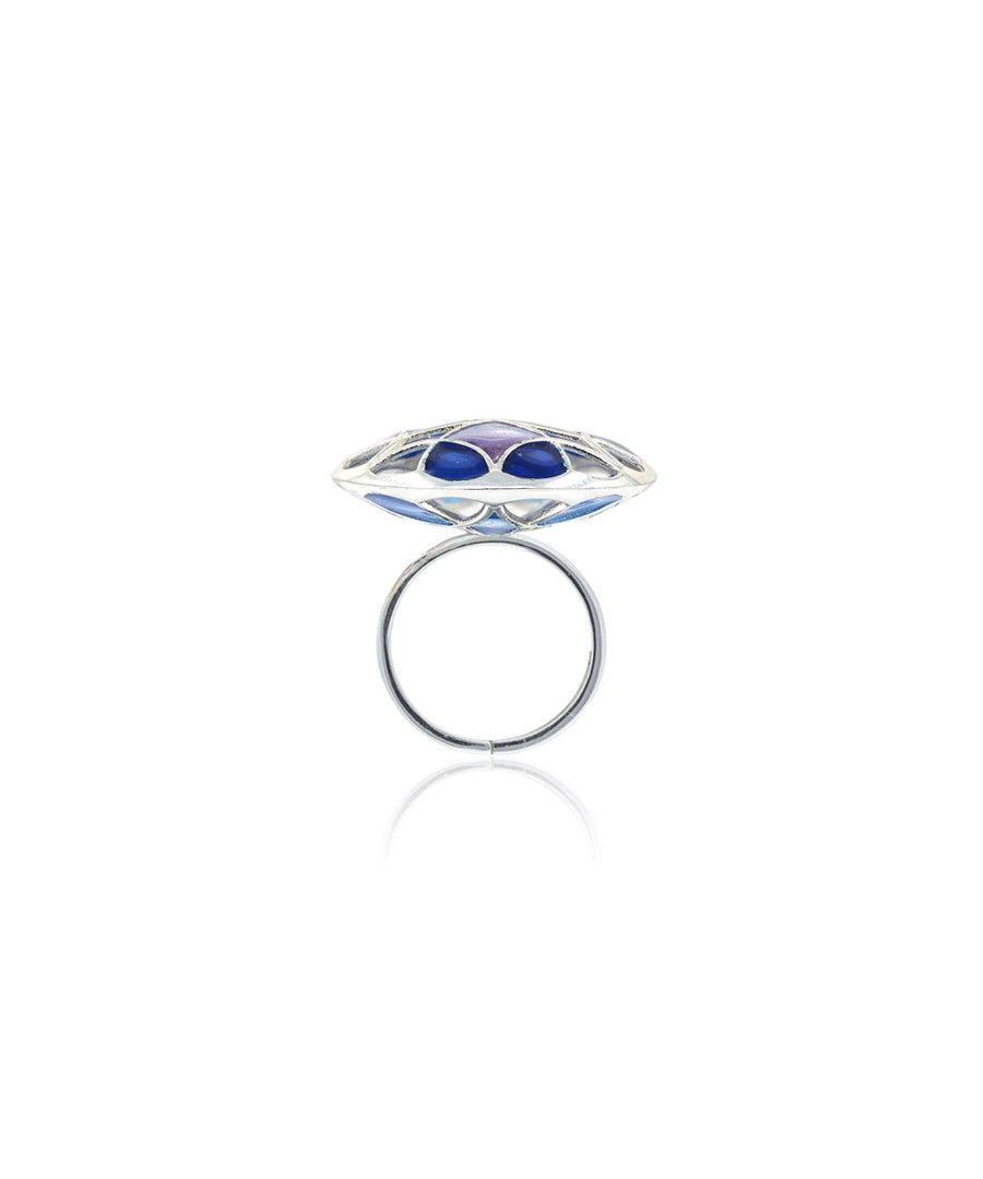 Aqua Blue Kaleidoscope Ring
