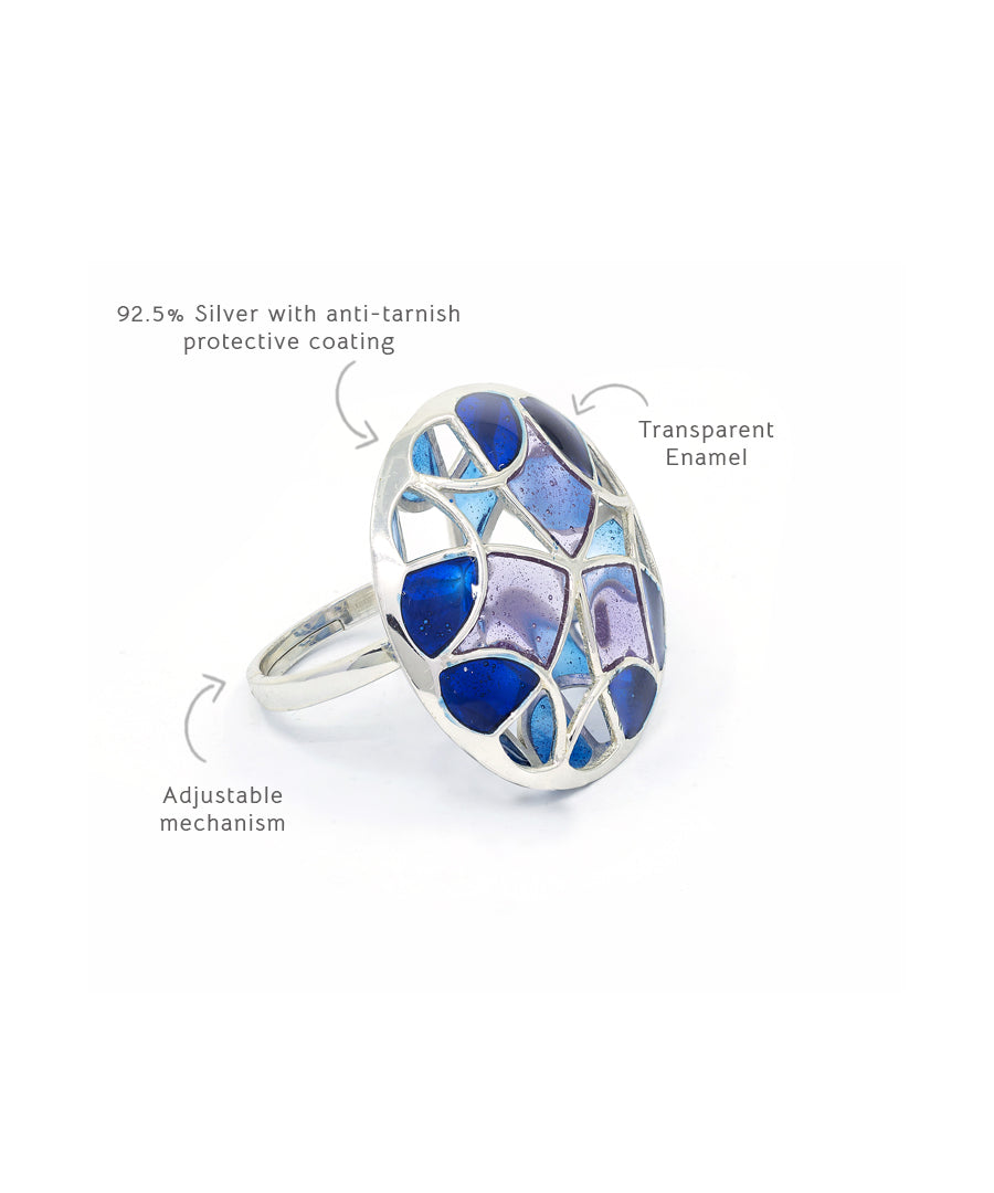 Aqua Blue Kaleidoscope Ring