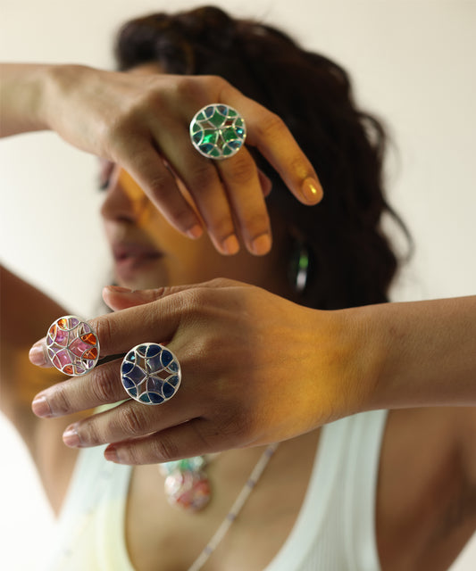 Rama Green Kaleidoscope Ring