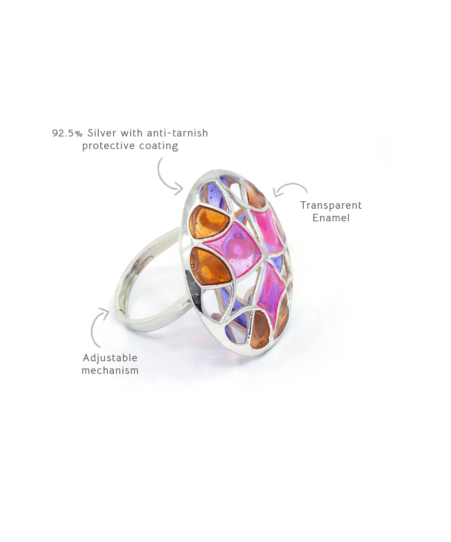 Rust Pink Kaleidoscope Ring