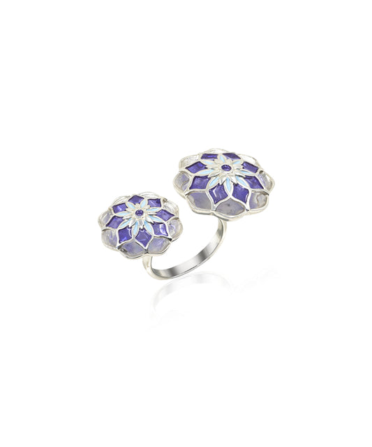 Gul Silver Purple Askim Ring – Meenakari Cocktail Adjustable Ring