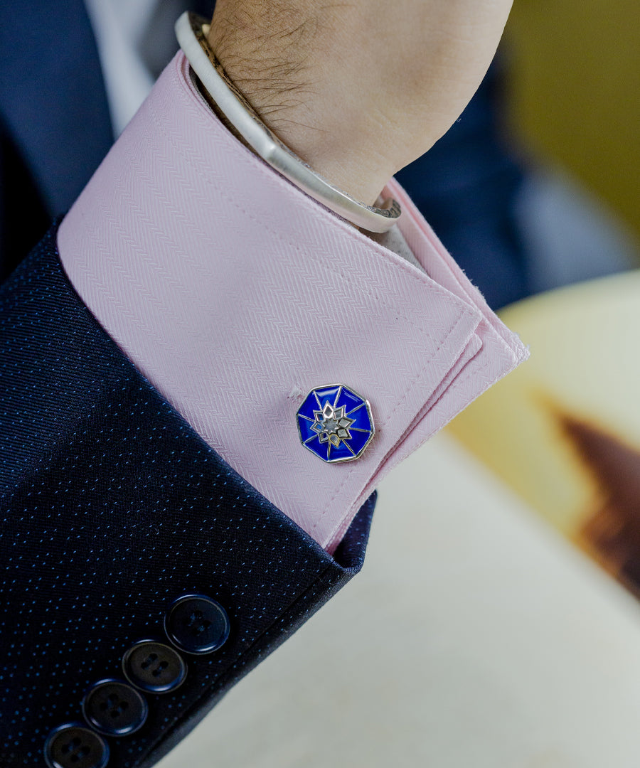 Dhoop Chaon Cufflinks With Pocket Square